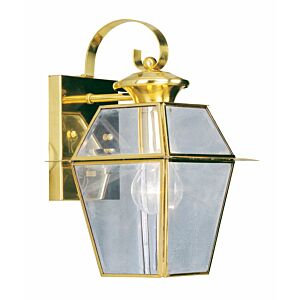 Westover 1-Light Outdoor Wall Lantern in Polished Brass
