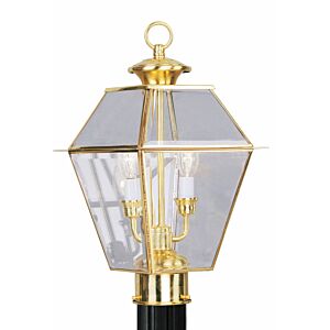 Westover 2-Light Outdoor Post Lantern in Polished Brass