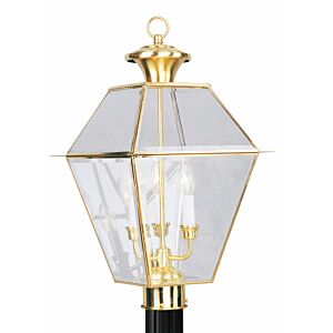 Westover 3-Light Post-Top Lanterm in Polished Brass