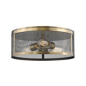 Z-Lite Meshsmith 3-Light Flush Mount Ceiling Light In Natural Brass