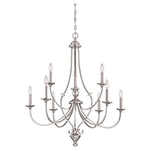 Minka Lavery Savannah Row 9 Light 34 Inch Traditional Chandelier in Brushed Nickel
