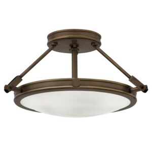 Hinkley Collier 3-Light Semi-Flush Ceiling Light In Light Oiled Bronze