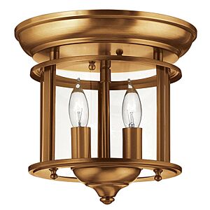 Hinkley Gentry 2-Light Flush Mount Ceiling Light In Heirloom Brass