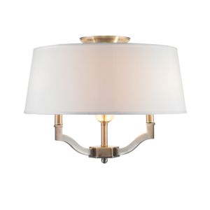 Golden Lighting Waverly Semi Flush (Convertible) in Pewter w/ Classic White Shade