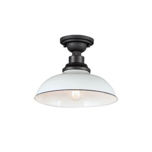 Granville 1-Light Outdoor Ceiling Mount in White with Black