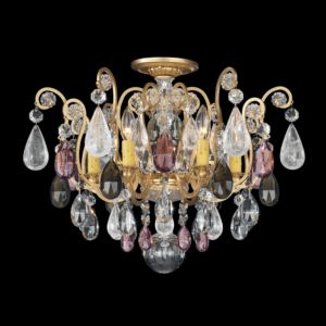 Schonbek Renaissance Rock Crystal 6 Light Ceiling Light in Heirloom Gold with Amethyst And Black Diamond Rock Crystal Colors Crystals