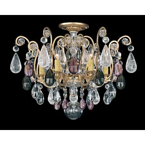 Renaissance Rock Crystal 6-Light Semi-Flush Mount Ceiling Light in Heirloom Gold