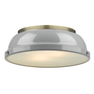 Golden Duncan 2 Light 14 Inch Ceiling Light in Aged Brass and Gray