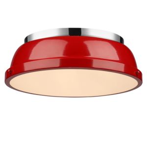 Golden Duncan 2 Light 14 Inch Ceiling Light in Chrome and Red