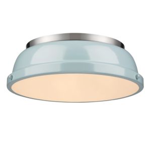 Golden Duncan 2 Light 14 Inch Ceiling Light in Pewter and Seafoam