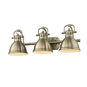 Golden Duncan 3 Light 25 Inch Bathroom Vanity Light in Aged Brass