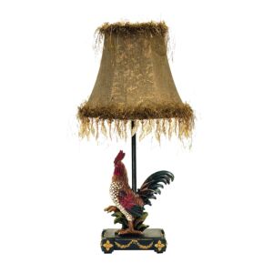 Petite Rooster 1-Light Table Lamp in Multicolor