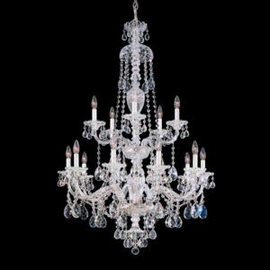 Schonbek Sterling 15 Light Chandelier in Silver with Clear Heritage Crystals