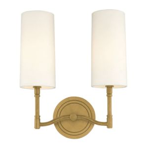Hudson Valley Dillon 2 Light 14 Inch Wall Sconce in Aged Brass