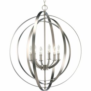 Equinox 6-Light Foyer Pendant in Burnished Silver