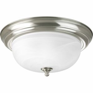 Dome Glass - Alabaster 2-Light Flush Mount in Brushed Nickel