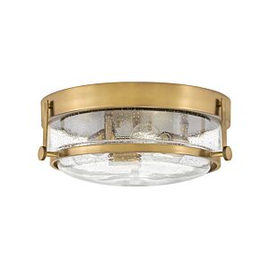 Hinkley Harper 3-Light Flush Mount Ceiling Light In Heritage Brass With Clear Seedy Glass