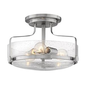 Hinkley Harper 3-Light Semi-Flush Ceiling Light In Brushed Nickel With Clear Seedy Glass