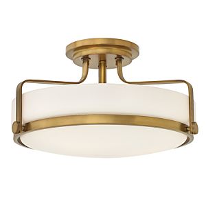 Hinkley Harper 1 Light LED Semi Flush Ceiling Light in Heritage Brass