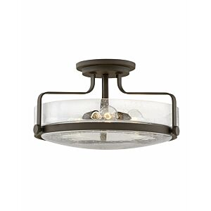 Hinkley Harper 3-Light Semi-Flush Ceiling Light In Oil Rubbed Bronze With Clear Seedy Glass