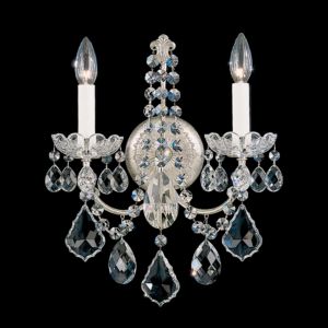 Schonbek New Orleans 2 Light Wall Sconce in Antique Silver with Clear Heritage Crystals