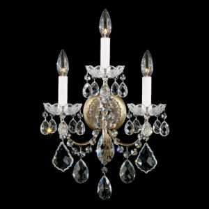 Schonbek New Orleans 3 Light Wall Sconce in Etruscan Gold with Clear Heritage Crystals