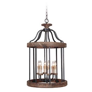 Craftmade Ashwood 6 Light 20 Inch Foyer Light in Textured Black with Whiskey Barrel