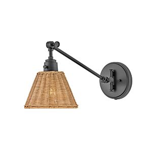 Hinkley Arti 1-Light Wall Sconce In Black With Light Natural Nylon Shade