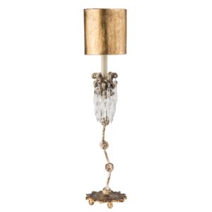 Venetian 1-Light Table Lamp in Hand-painted beige patina w with cut-glass crystals