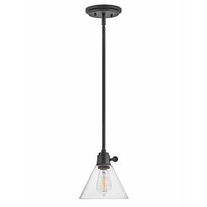 Hinkley Arti 1-Light Pendant In Black With Clear Glass