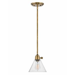 Hinkley Arti 1-Light Pendant In Heritage Brass With Clear Glass