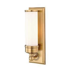 Hudson Valley Everett 5 Inch Bathroom Vanity Light in Aged Brass