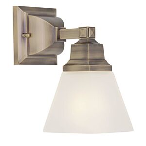 Mission 1-Light Wall Sconce in Antique Brass