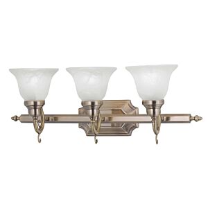 French Regency 3-Light Bathroom Vanity Light in Antique Brass