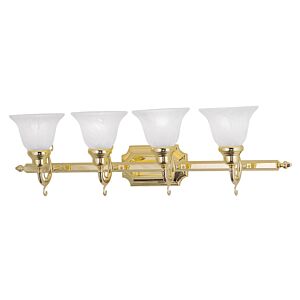 French Regency 4-Light Bathroom Vanity Light in Polished Brass
