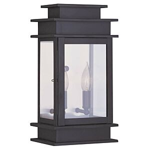 Princeton 2-Light Outdoor Wall Lantern in Bronze w with Polished Chrome Stainless Steel