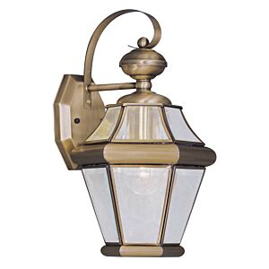 Georgetown 1-Light Outdoor Wall Lantern in Antique Brass
