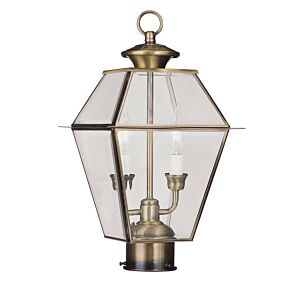 Westover 2-Light Outdoor Post Lantern in Antique Brass