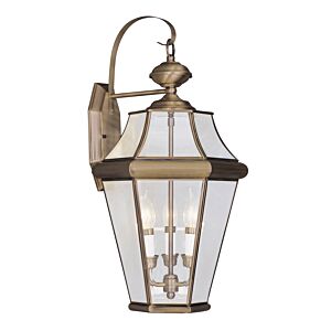 Georgetown 3-Light Outdoor Wall Lantern in Antique Brass