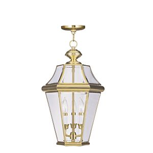 Georgetown 3-Light Outdoor Pendant in Polished Brass
