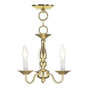 Williamsburgh 3-Light Mini Chandelier with Ceiling Mount in Polished Brass