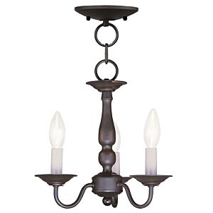 Williamsburgh 3-Light Mini Chandelier with Ceiling Mount in Bronze