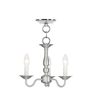 Williamsburgh 3-Light Mini Chandelier with Ceiling Mount in Brushed Nickel