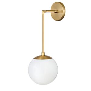 Hinkley Warby 1-Light Wall Sconce In Heritage Brass With White Glass