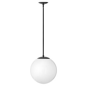 Hinkley Warby 1-Light Pendant In Black With White Glass