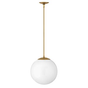 Hinkley Warby 1-Light Pendant In Heritage Brass With White Glass