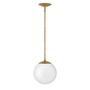 Hinkley Warby 1-Light Pendant In Heritage Brass With White Glass