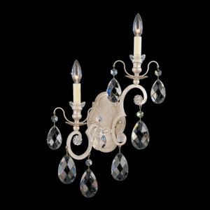 Renaissance 2-Light Wall Sconce in Antique Silver with Clear Heritage Crystals