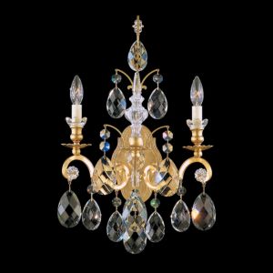 Schonbek Renaissance 2 Light Wall Sconce in Heirloom Gold with Clear Heritage Crystals