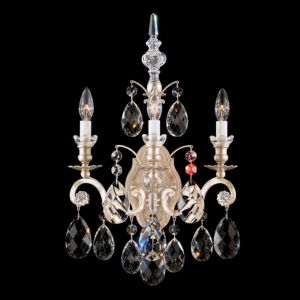 Schonbek Renaissance 3 Light Wall Sconce in Antique Silver with Clear Heritage Crystals